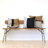 Two Tone Colorblock Pillow - Natural and Caramel