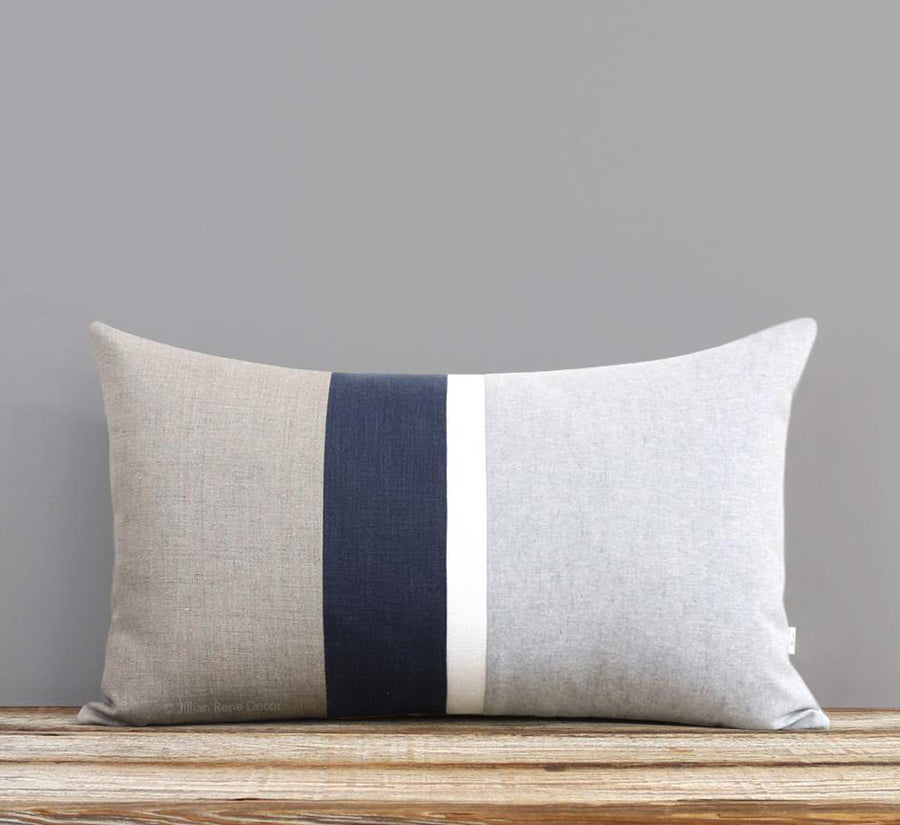 Chambray Striped Pillow - Navy