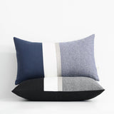 Black Chambray Pillow with Metallic Silver Stripe