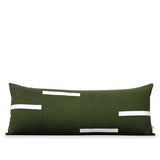 Interconnection Pillow - Olive and Cream Dashes