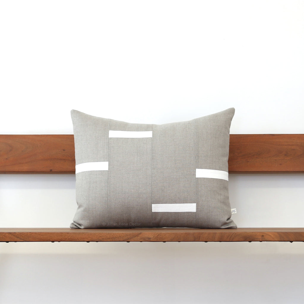 Interconnection Pillow - Natural Linen with Cream Dashes