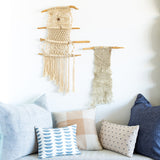 Stitched Linen Pillow - Navy and Natural