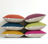 Striped Lumbar Pillow - Lake, Stone Grey and Natural Linen