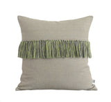 Fringe Pillow - Lime, Navy and Natural Linen