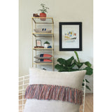 Fringe Pillow - Orange, Navy and Natural Linen