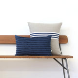 Banded Stripe Pillow - Stone, Cream and Natural