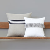 Banded Stripe Pillow - Black, Cream and Natural