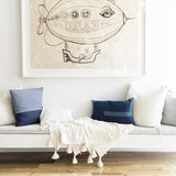 Navy Chambray Colorblock Pillow