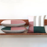 Graphic Grid Pillow - Pale Pink, Mauve, Verdant, Cream, Natural