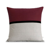 Horizon Line Pillow - Crimson, Black and Natural Linen