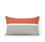 Horizon Line Pillow - Orange, Cream and Natural Linen