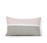 Horizon Line Pillow - Pale Pink, Cream and Natural Linen