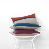 Horizon Line Pillow - Amethyst, Navy Blue and Natural Linen