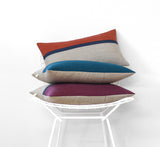 Horizon Line Pillow - Lake, Navy Blue and Natural Linen