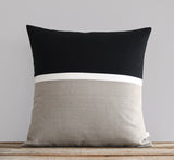 Horizon Line Pillow - Black, Cream and Natural Linen