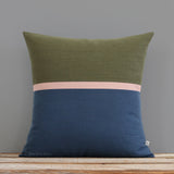 Horizon Line Pillow - Olive, Blush and Navy