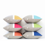 Horizon Line Pillow - Orange, Cream and Natural Linen