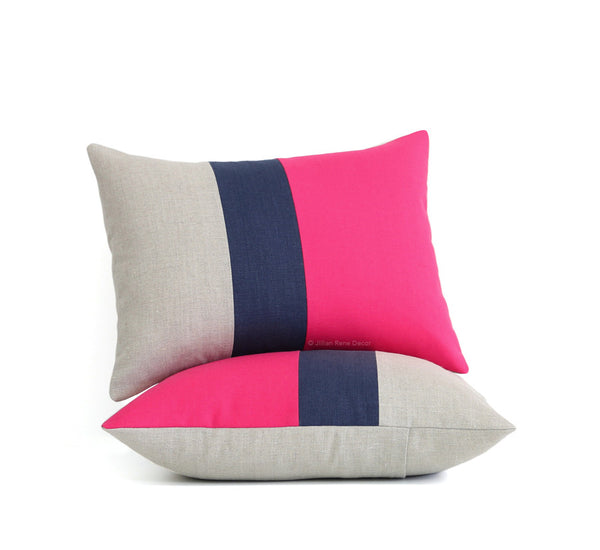 Hot pink and navy throw pillows cheap