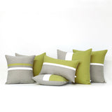 Two Tone Colorblock Pillow - Natural and Linden Green