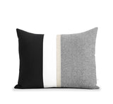 Black Chambray Pillow with Metallic Gold Stripe