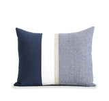 Navy Chambray Pillow with Metallic Gold Stripe