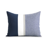 Navy Chambray Pillow with Metallic Silver Stripe