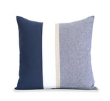 Navy Chambray Pillow with Metallic Gold Stripe