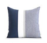 Navy Chambray Pillow with Metallic Gold Stripe