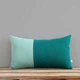 Monochromatic Colorblock Pillow - Teal