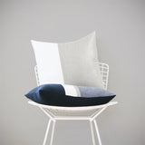 Two Tone Colorblock Pillow - Metallic Silver and Cream Linen