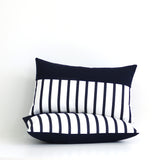 Outdoor Navy Striped Colorblock Pillow