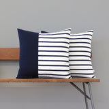 Outdoor Navy Striped Colorblock Pillow