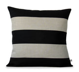 Rugby Stripe Pillow - Black and Natural
