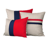 Colorblock Pillow - Poppy/Navy/Natural