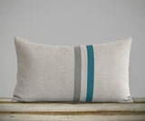 Striped Lumbar Pillow - Biscay Bay, Stone Grey and Natural Linen