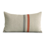 Striped Pillow - Sienna, Stone Grey and Natural Linen
