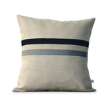 Striped Lumbar Pillow - Black, Stone Grey and Natural Linen