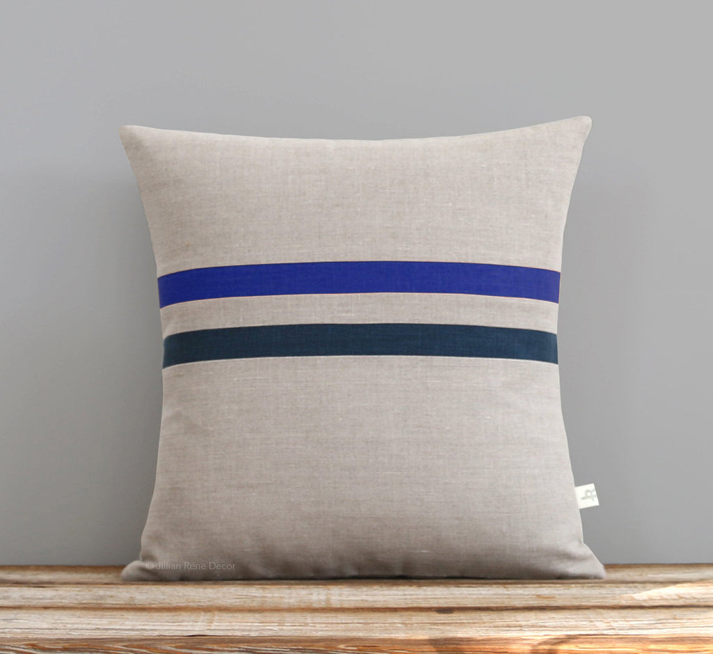 Striped Pillow - Cobalt, Navy and Natural