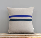 Striped Pillow - Cobalt, Navy and Natural