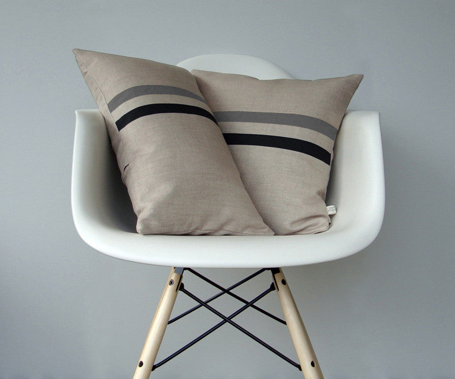 Striped Pillow - Grey/Navy/Natural