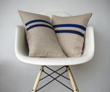 Striped Pillow - Cobalt, Navy and Natural
