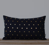 Studded Pillow - Black Linen