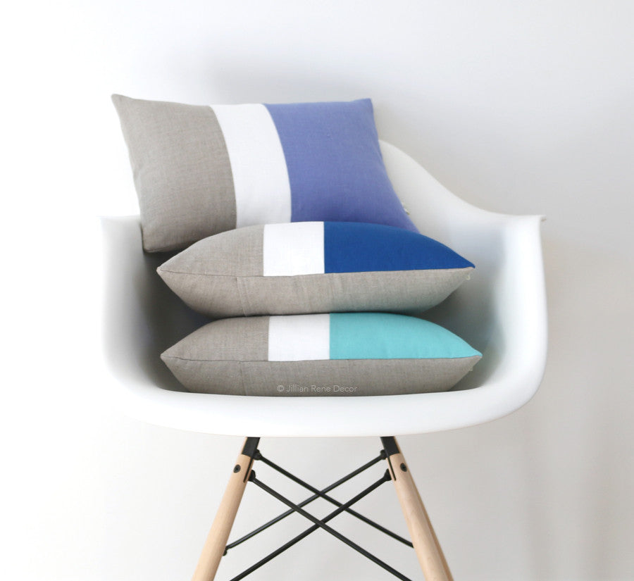 Colorblock Pillow - Mint/Cream/Natural