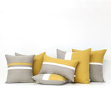 Horizon Line Pillow - Squash Yellow, Cream and Natural Linen