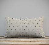 Stitched Linen Pillow - Olive and Natural
