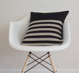 Rugby Stripe Pillow - Black and Natural