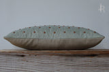 Quilted Stud Pillow - Copper and Sage Linen