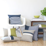 Navy Chambray Colorblock Pillow