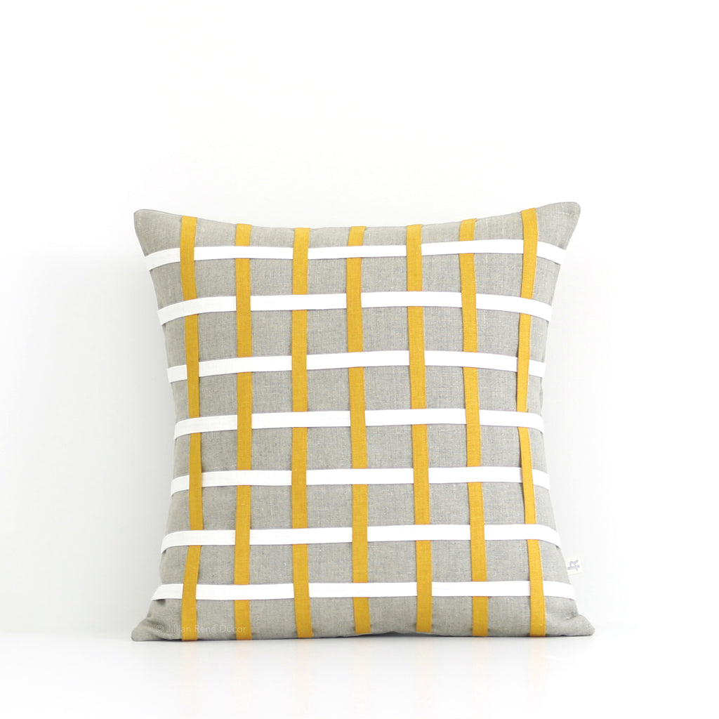 Woven Pillow - Squash, Cream and Natural Linen