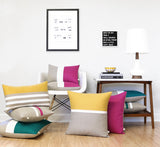 Horizon Line Pillow - Sangria, Cream and Natural Linen